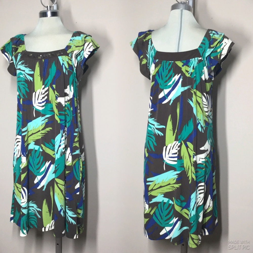 Apt9, Multicolour Green Embellishment Summer Dress Size M